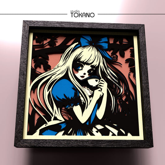 Dark Alice Shadow Box SVG | 6 Layer Wonderland Wall Art | Cricut & Laser Cut File