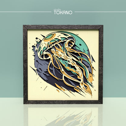 Jellyfish Shadow Box SVG | 5-Layer Sea Life Wall Art