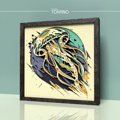 Jellyfish Shadow Box SVG | 5-Layer Sea Life Wall Art