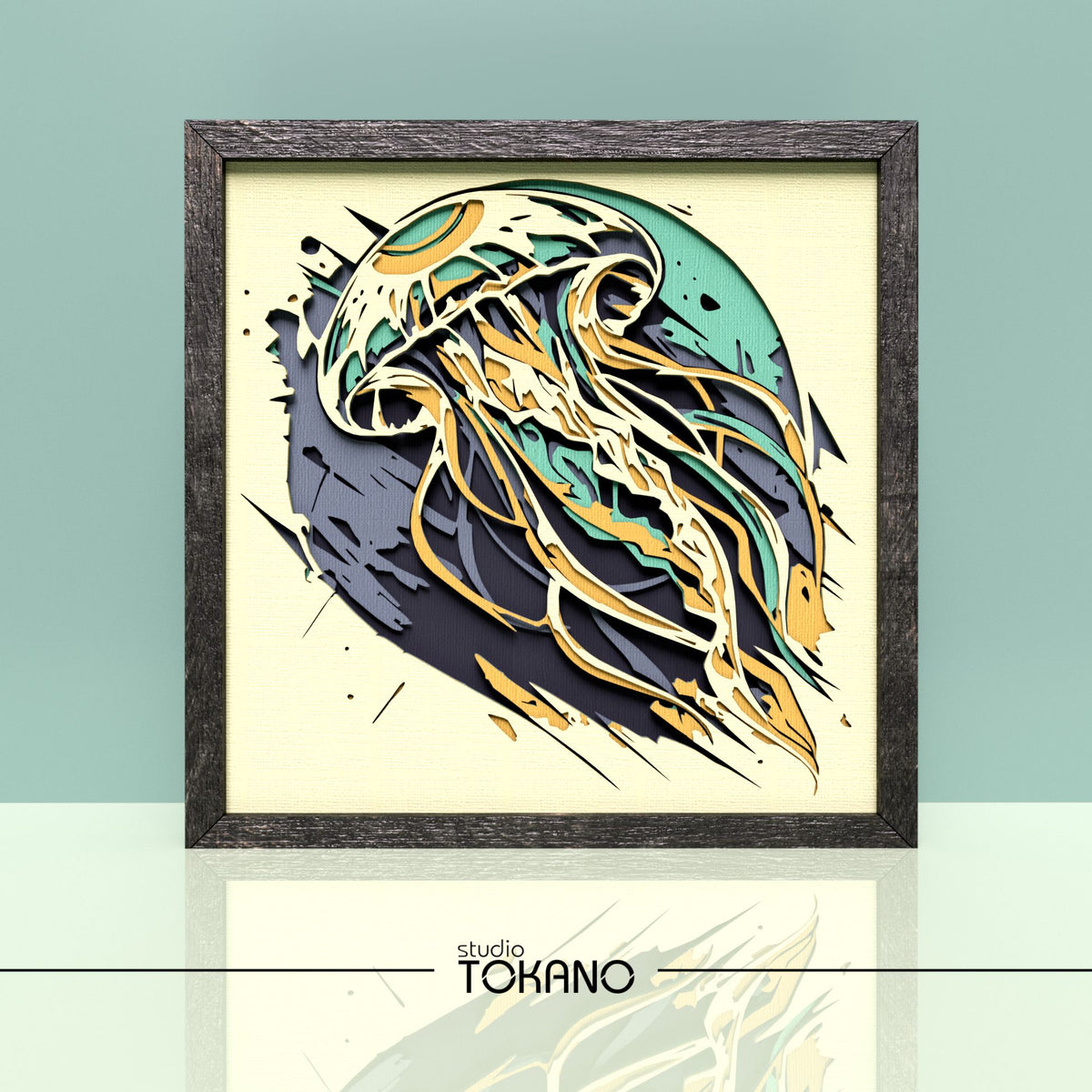 Jellyfish Shadow Box SVG | 5-Layer Sea Life Wall Art