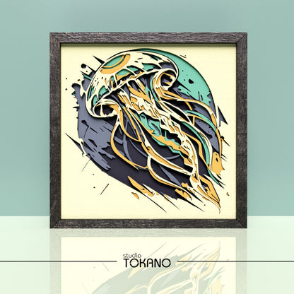 Jellyfish Shadow Box SVG | 5-Layer Sea Life Wall Art
