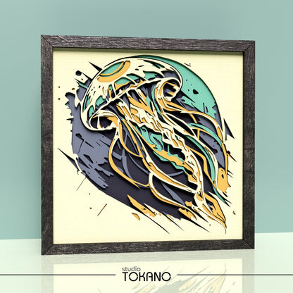 Jellyfish Shadow Box SVG | 5-Layer Sea Life Wall Art