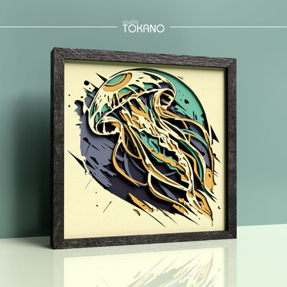 Jellyfish Shadow Box SVG | 5-Layer Sea Life Wall Art
