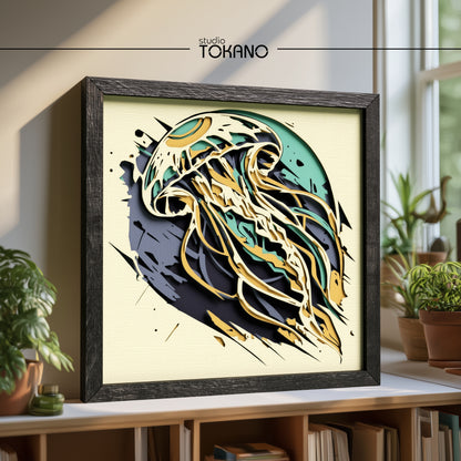 Jellyfish Shadow Box SVG | 5-Layer Sea Life Wall Art