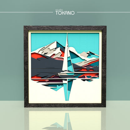 Sailboat Shadow Box SVG | 8-Layer Coastal Wall Art