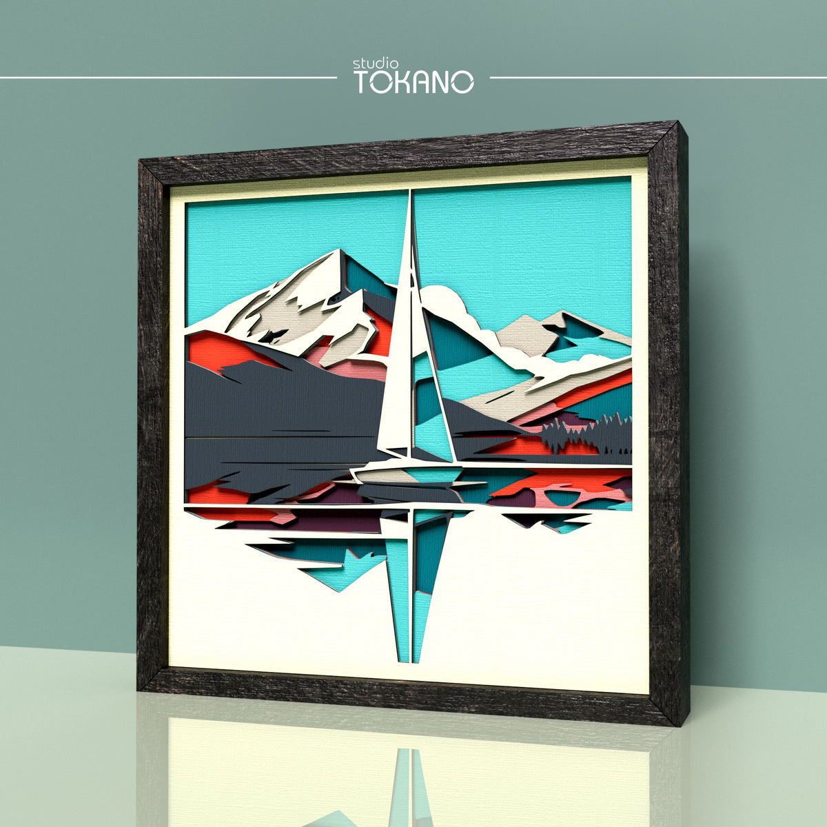 Sailboat Shadow Box SVG | 8-Layer Coastal Wall Art