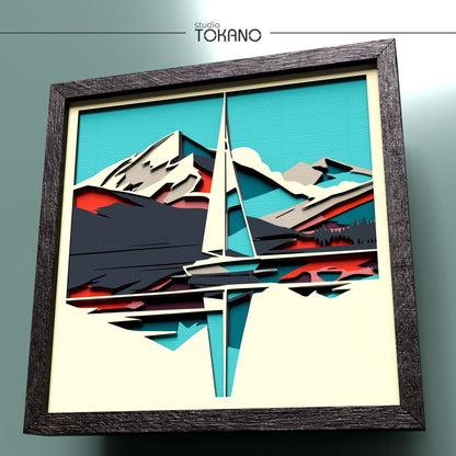 Sailboat Shadow Box SVG | 8-Layer Coastal Wall Art