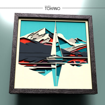 Sailboat Shadow Box SVG | 8-Layer Coastal Wall Art