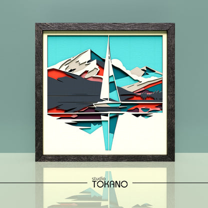Sailboat Shadow Box SVG | 8-Layer Coastal Wall Art