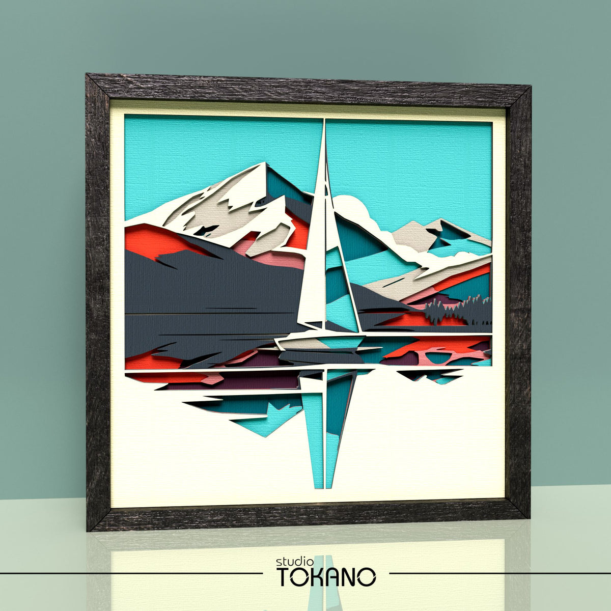 Sailboat Shadow Box SVG | 8-Layer Coastal Wall Art