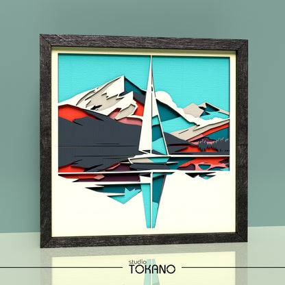 Sailboat Shadow Box SVG | 8-Layer Coastal Wall Art