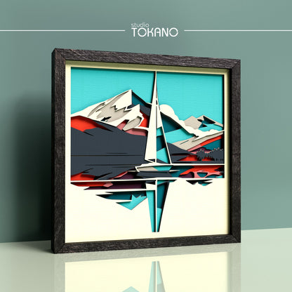 Sailboat Shadow Box SVG | 8-Layer Coastal Wall Art