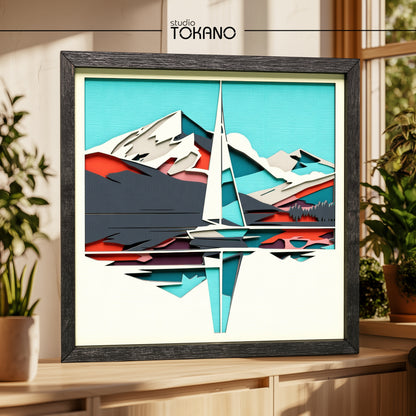 Sailboat Shadow Box SVG | 8-Layer Coastal Wall Art