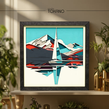 Sailboat Shadow Box SVG | 8-Layer Coastal Wall Art