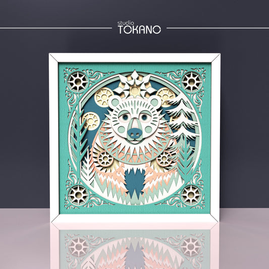 Bear Shadow Box SVG | 8-Layer Winter Wonderland Wall Art