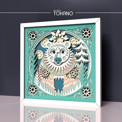 Bear Shadow Box SVG | 8-Layer Winter Wonderland Wall Art