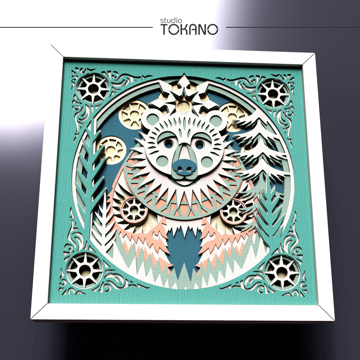 Bear Shadow Box SVG | 8-Layer Winter Wonderland Wall Art