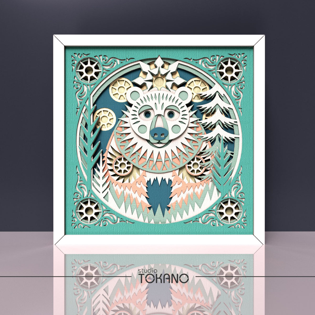 Bear Shadow Box SVG | 8-Layer Winter Wonderland Wall Art
