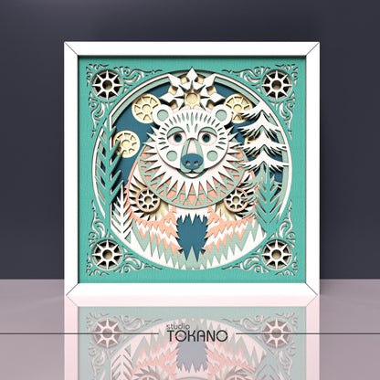 Bear Shadow Box SVG | 8-Layer Winter Wonderland Wall Art
