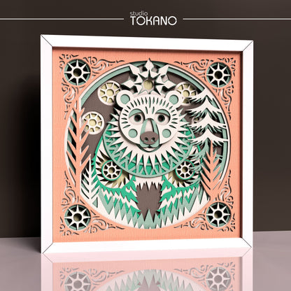 Bear Shadow Box SVG | 8-Layer Winter Wonderland Wall Art