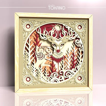 Deer Shadow Box SVG | 7-Layer Winter Wonderland Wall Art