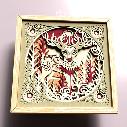 Deer Shadow Box SVG | 7-Layer Winter Wonderland Wall Art