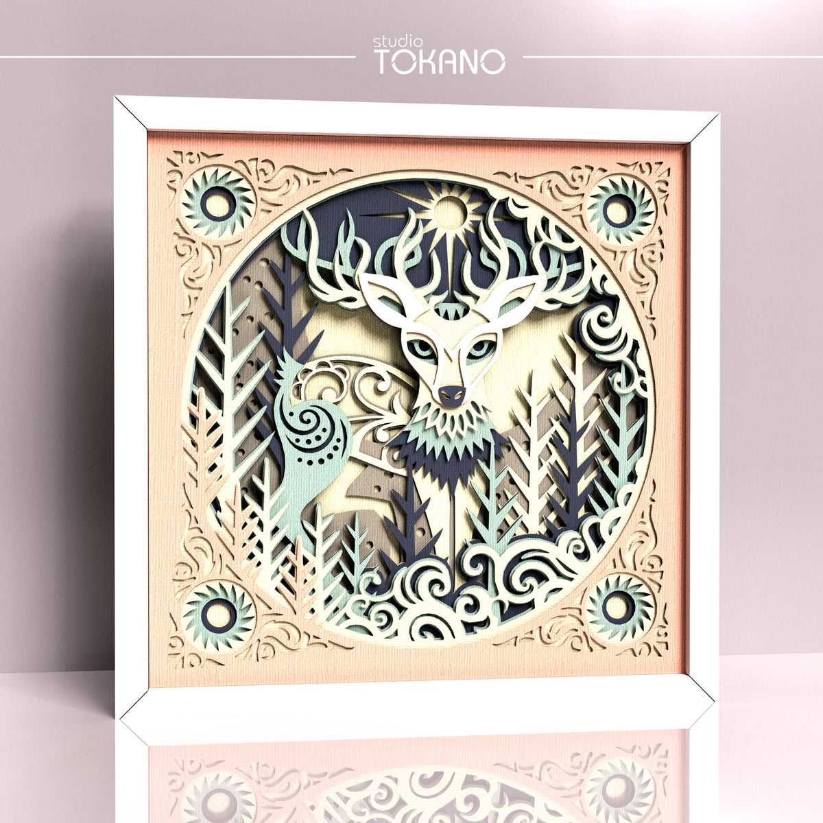 Deer Shadow Box SVG | 7-Layer Winter Wonderland Wall Art