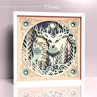 Deer Shadow Box SVG | 7-Layer Winter Wonderland Wall Art