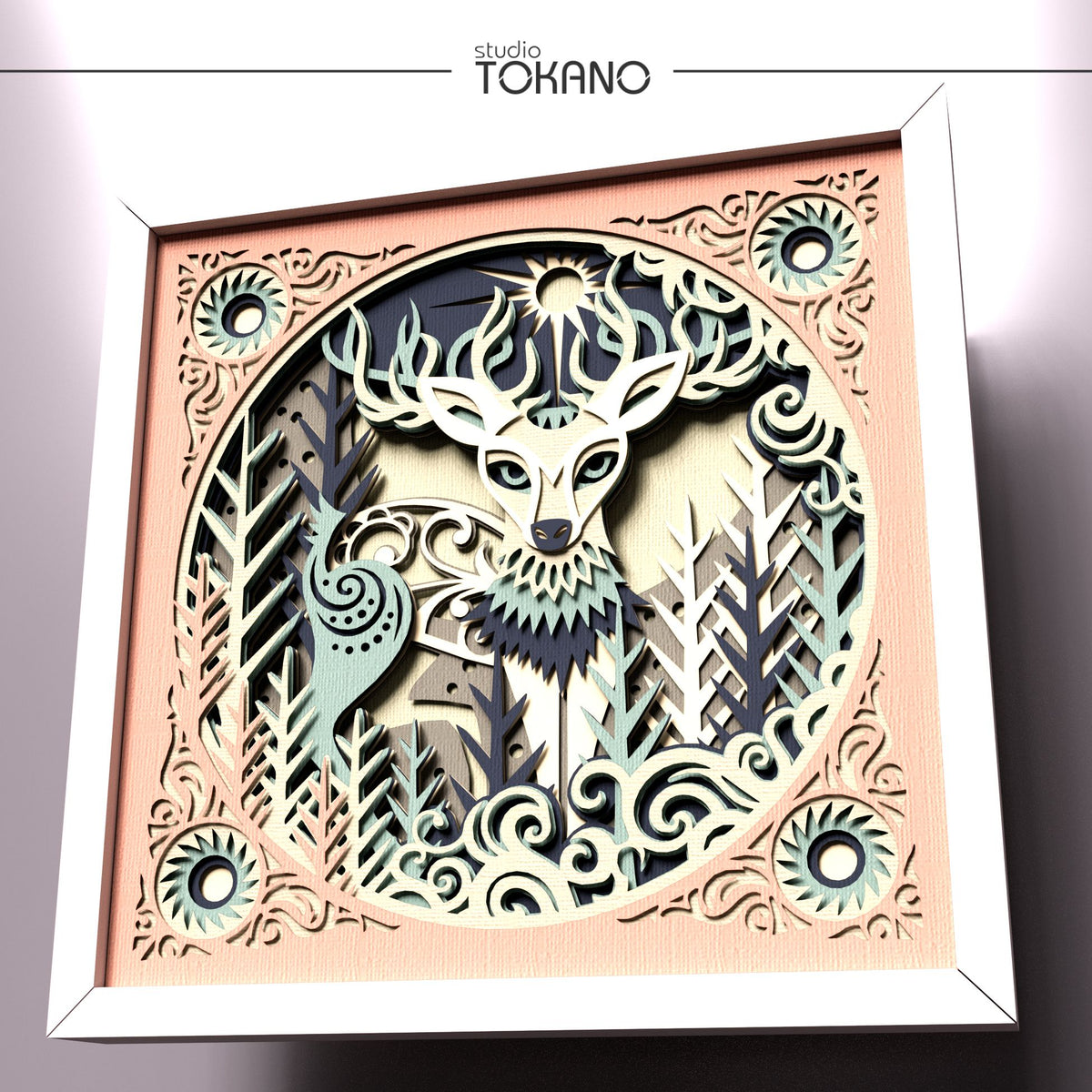 Deer Shadow Box SVG | 7-Layer Winter Wonderland Wall Art