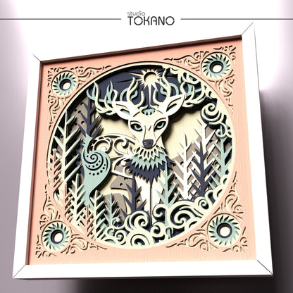 Deer Shadow Box SVG | 7-Layer Winter Wonderland Wall Art