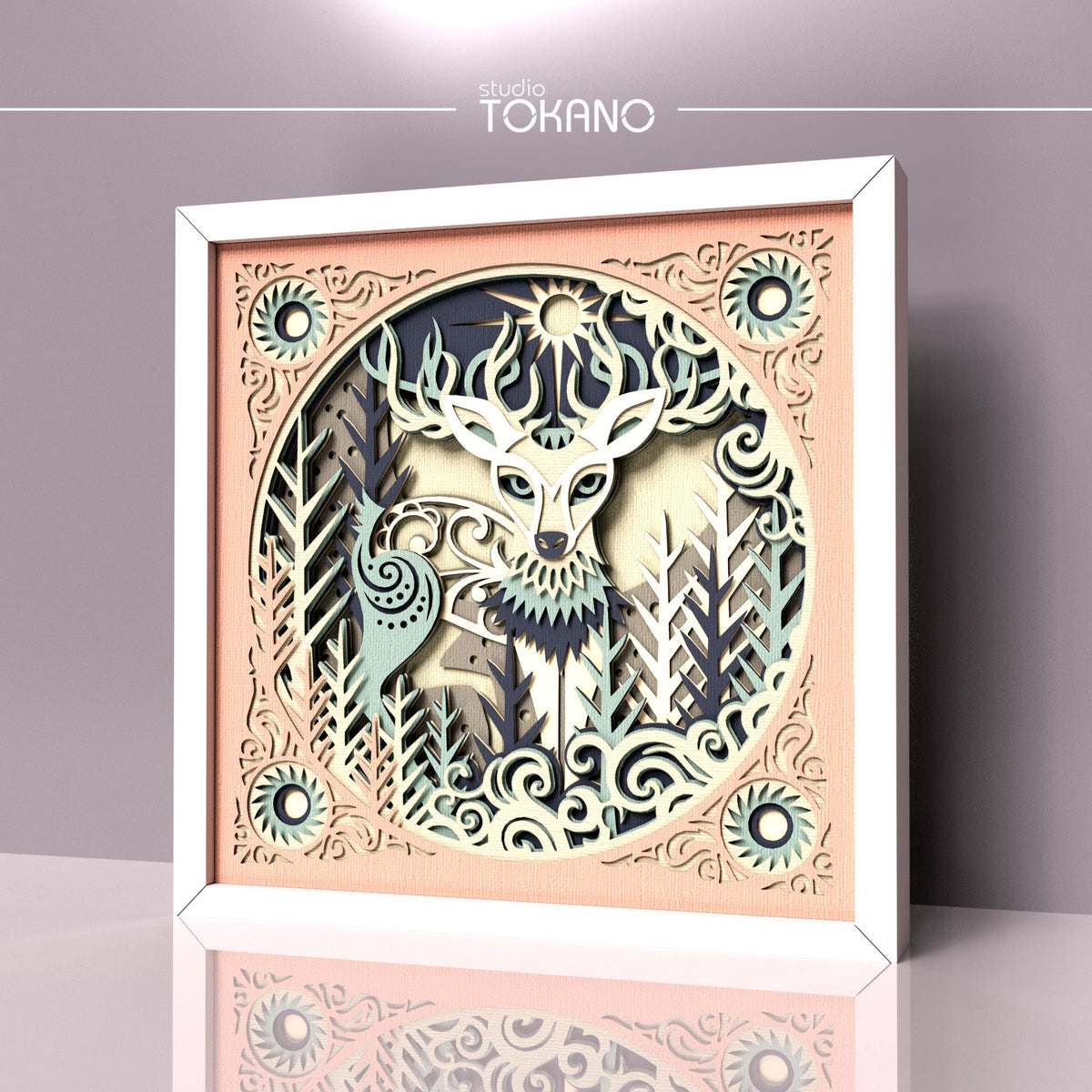 Deer Shadow Box SVG | 7-Layer Winter Wonderland Wall Art