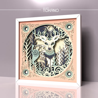 Deer Shadow Box SVG | 7-Layer Winter Wonderland Wall Art
