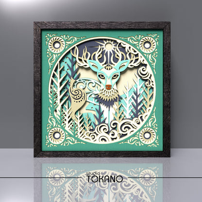 Deer Shadow Box SVG | 7-Layer Winter Wonderland Wall Art