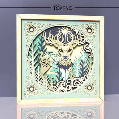 Deer Shadow Box SVG | 7-Layer Winter Wonderland Wall Art