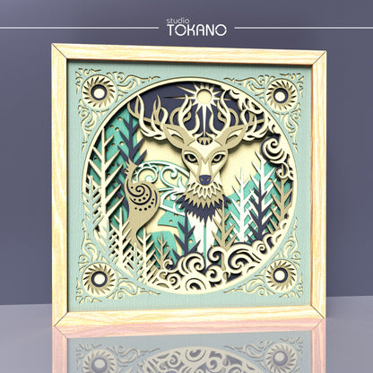 Deer Shadow Box SVG | 7-Layer Winter Wonderland Wall Art