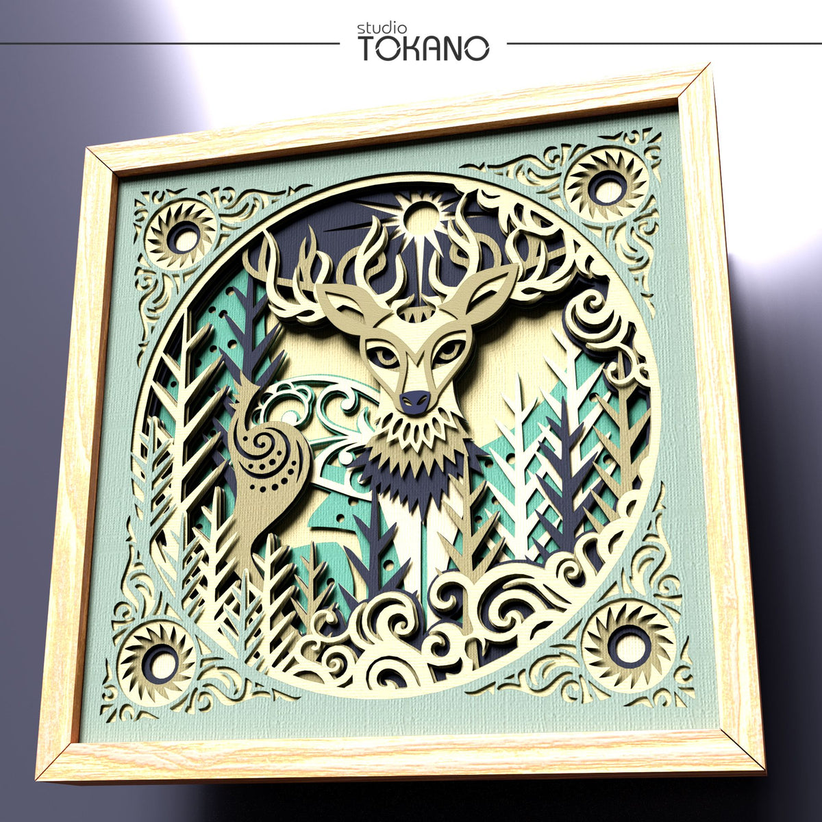Deer Shadow Box SVG | 7-Layer Winter Wonderland Wall Art