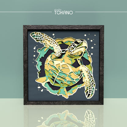 Turtle Shadow Box SVG | 7-Layer Coastal Wall Art