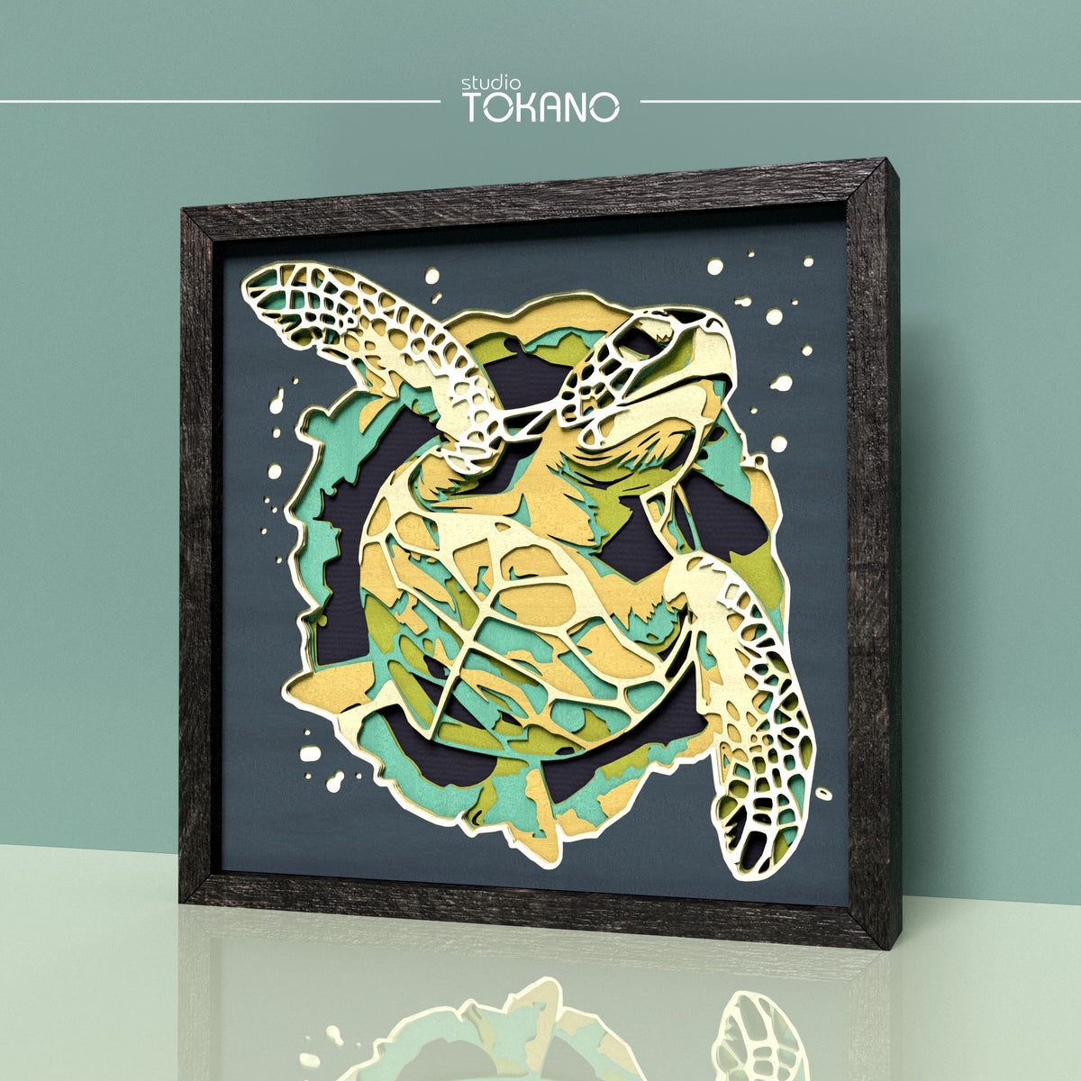 Turtle Shadow Box SVG | 7-Layer Coastal Wall Art