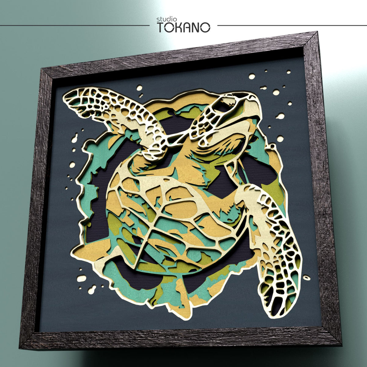 Turtle Shadow Box SVG | 7-Layer Coastal Wall Art