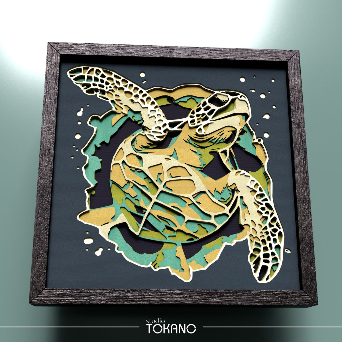 Turtle Shadow Box SVG | 7-Layer Coastal Wall Art