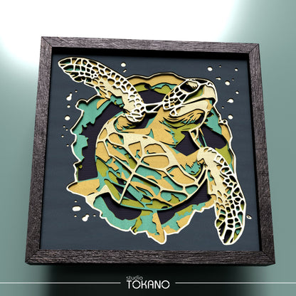 Turtle Shadow Box SVG | 7-Layer Coastal Wall Art