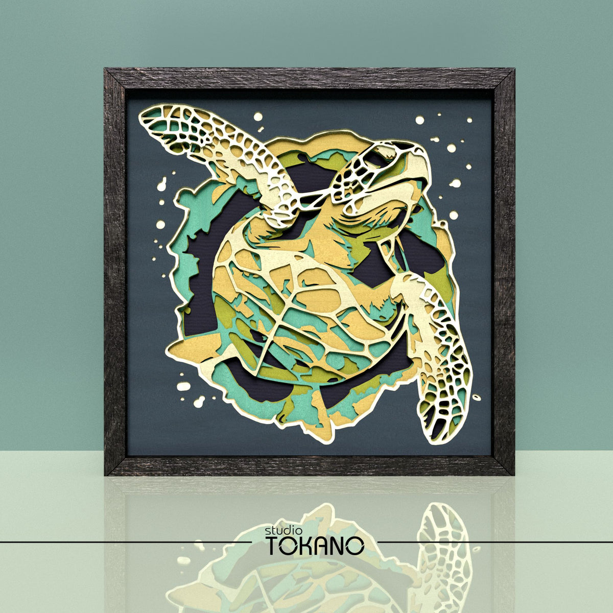 Turtle Shadow Box SVG | 7-Layer Coastal Wall Art