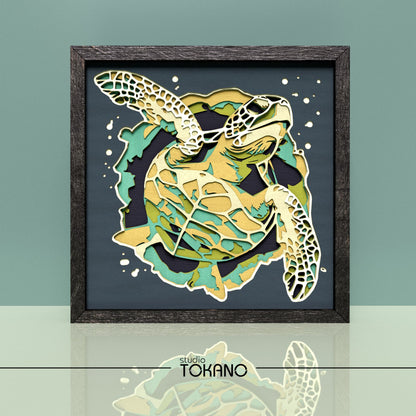 Turtle Shadow Box SVG | 7-Layer Coastal Wall Art