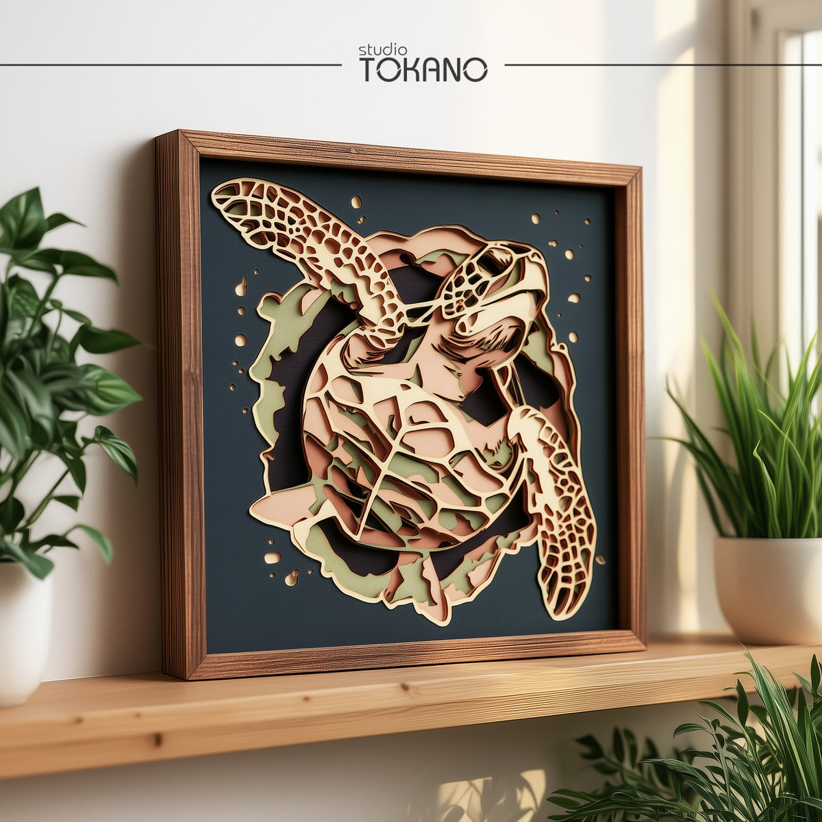 Turtle Shadow Box SVG | 7-Layer Coastal Wall Art
