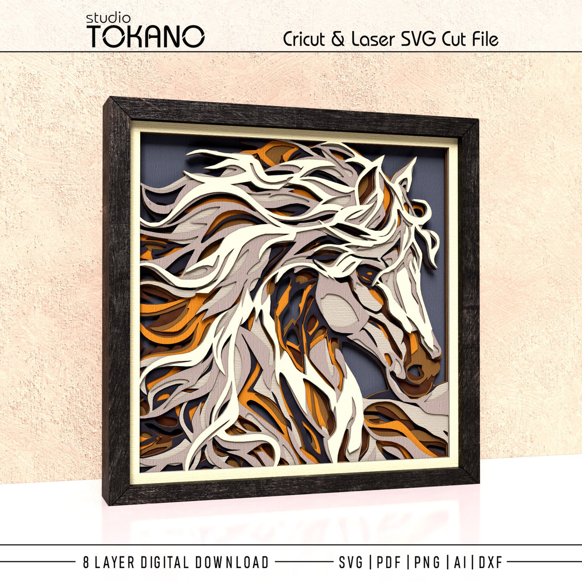 Horse Shadow Box SVG | 8 Layer Wall Art | Cricut & Laser Cut File