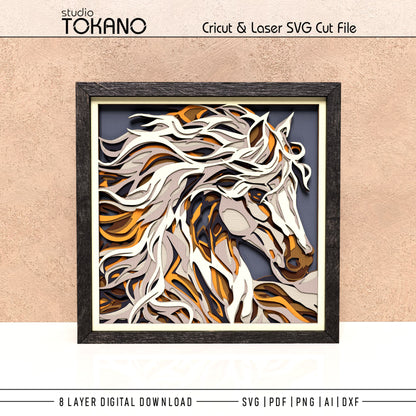 Horse Shadow Box SVG | 8 Layer Wall Art | Cricut & Laser Cut File