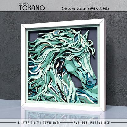 Horse Shadow Box SVG | 8 Layer Wall Art | Cricut & Laser Cut File