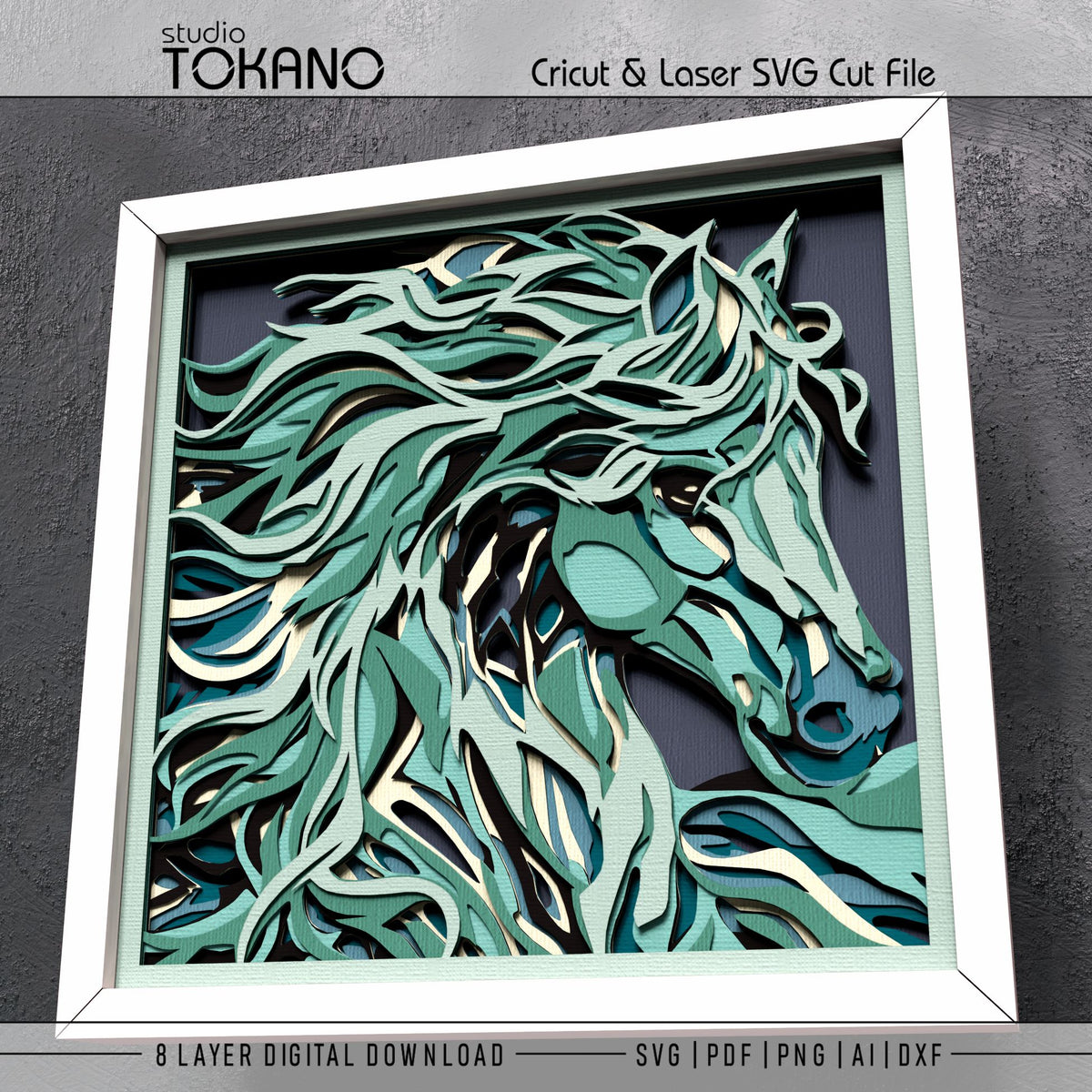 Horse Shadow Box SVG | 8 Layer Wall Art | Cricut & Laser Cut File