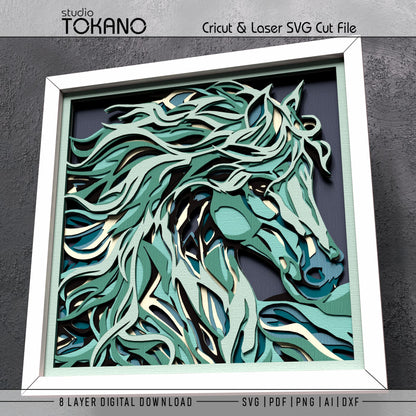 Horse Shadow Box SVG | 8 Layer Wall Art | Cricut & Laser Cut File