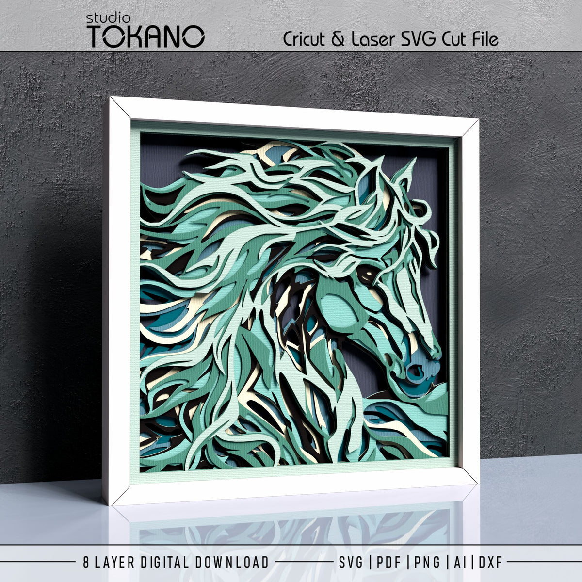 Horse Shadow Box SVG | 8 Layer Wall Art | Cricut & Laser Cut File